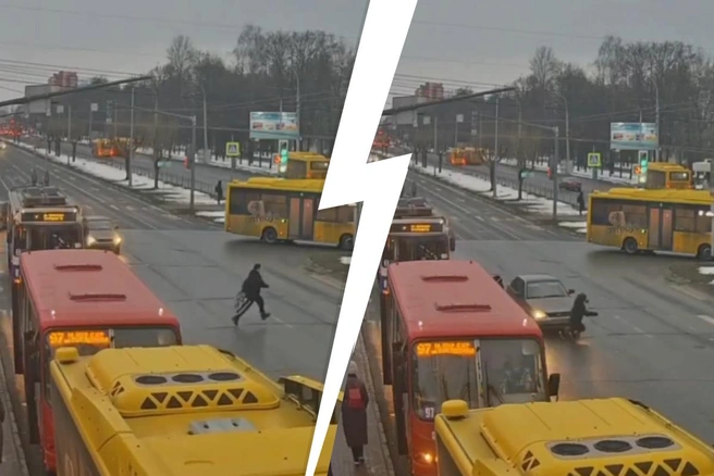 В Ярославле школьник, перебегая дорогу, попал под машину | Источник: Госавтоинспекция Ярославской области / Telegram
