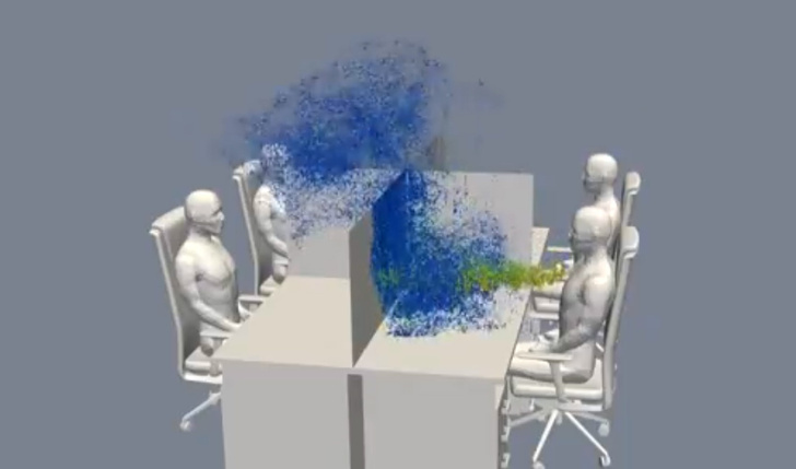 Ученые показали, как вирус распространяется в офисе после кашля (видео)