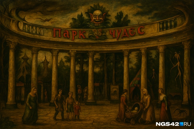 Зловещие образы охватили вход в Парк чудес  | Источник: Серафима Пантыкина / Городские медиа 