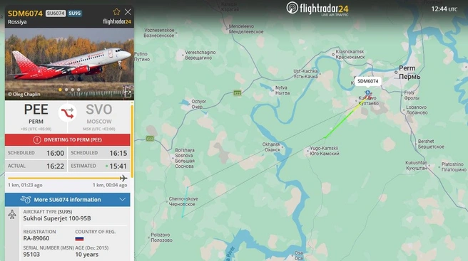 По линиям пути видно, что самолет развернулся обратно | Источник: Flightradar24