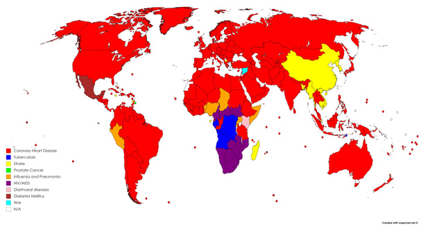 Фото №2 - Карта: самая распространенная причина смерти в каждой стране мира