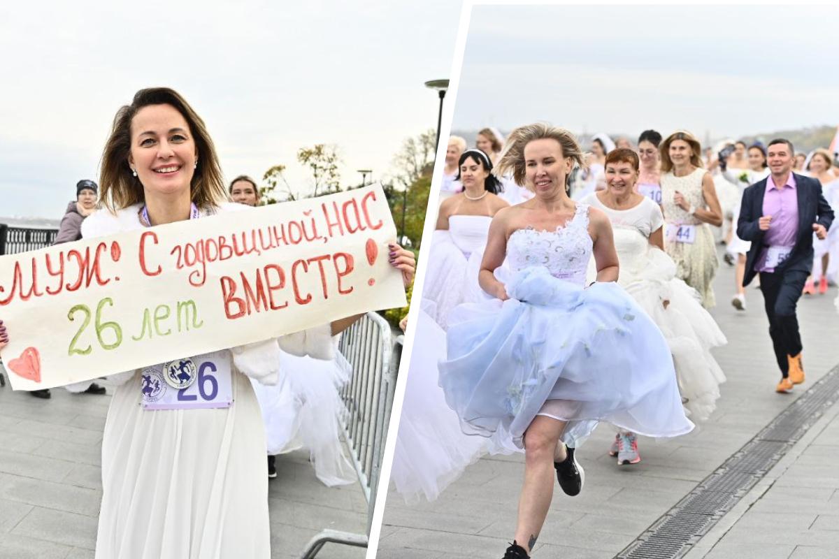 С безалкогольным шампанским и в платьях с кроссовками: фоторепортаж с забега невест в Перми