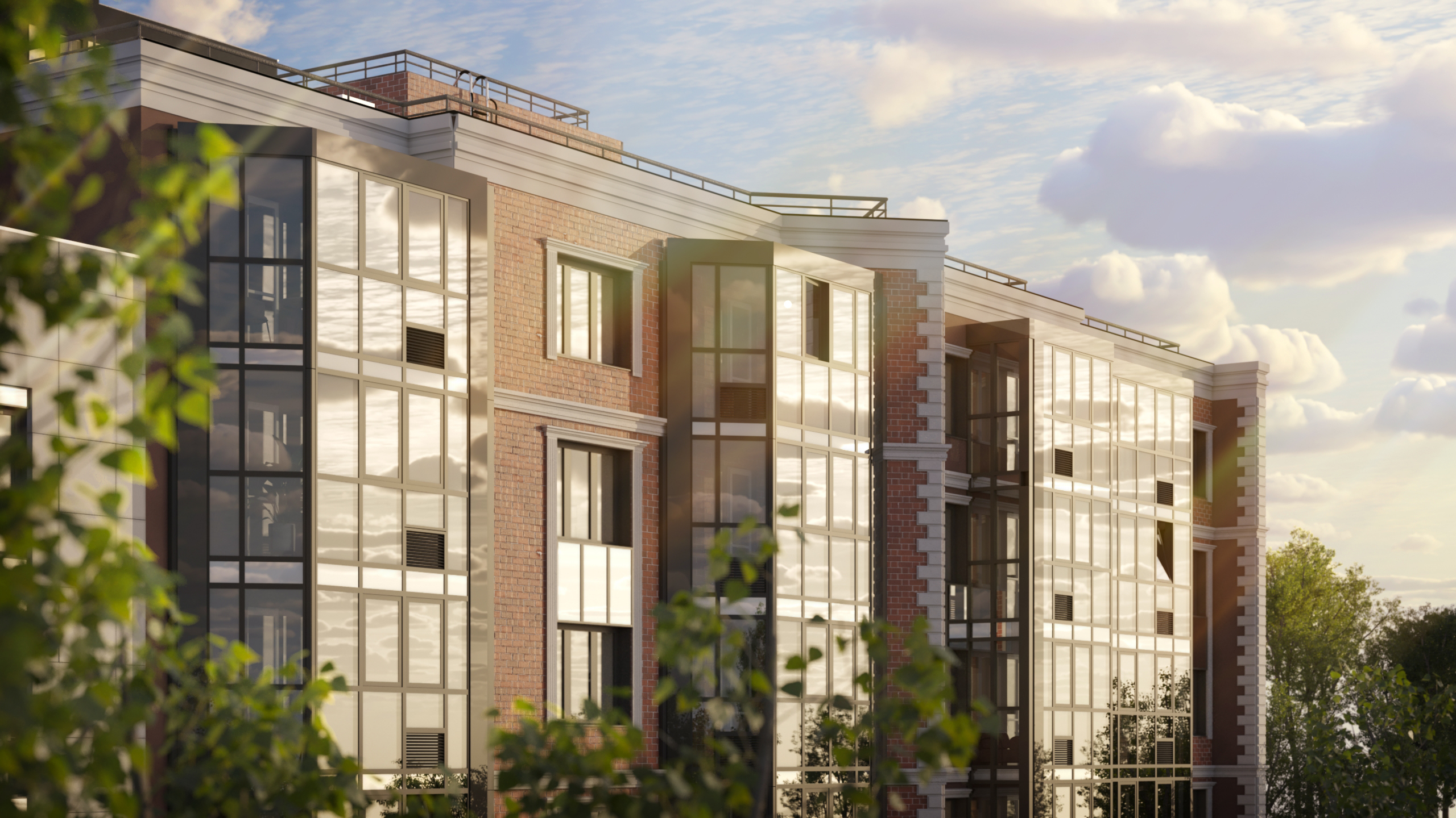 В доме установлены оконные профили Grain-Prestige 70 (класс А) и витражные конструкции Alutech на лоджиях (класс А) | Источник: ГК Корпорация МАЯК