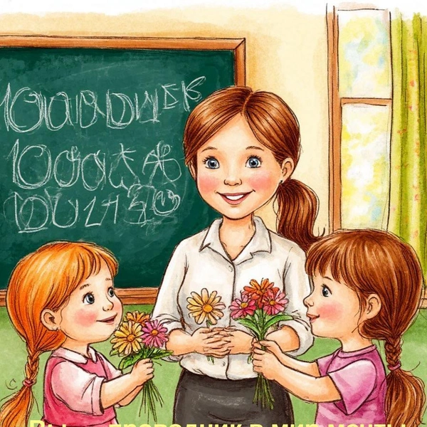 Открытка ко Дню учителя, поздравление ко дню учителя, поздравление ко дню учителя от класса, красивое поздравление ко дню учителя, оригинальное поздравление ко дню учителя, Какого числа День учителя, открытки ко дню учителя, поздравление с днем учителя | Источник: Шедеврум