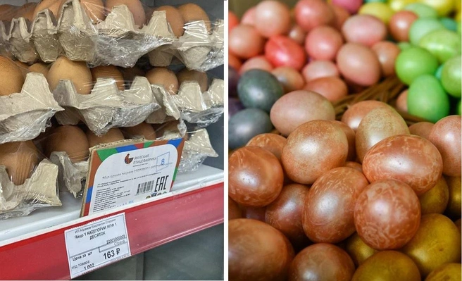 Перед Пасхой проверили, почем в Якутске продают яйца | Источник: Надежда Ефимова / 14.RU, Артем Устюжанин / E1.RU