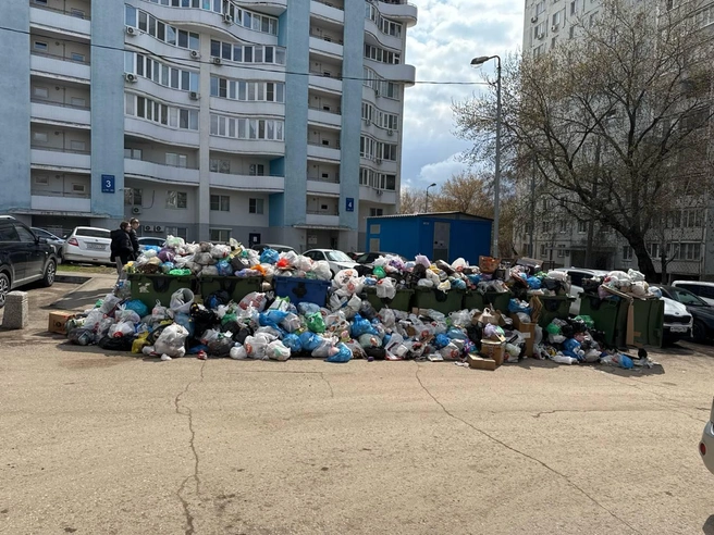 Контейнеры переполнены, а самой площадки за мешками даже не видно | Источник: «Самара с огоньком» / T.me