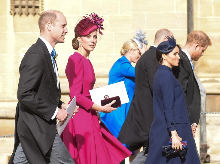 Герцоги Кембриджские и Сассекские на свадьбе принцессы Евгении и Джека Брусбэнка, 12 октября 2018 года