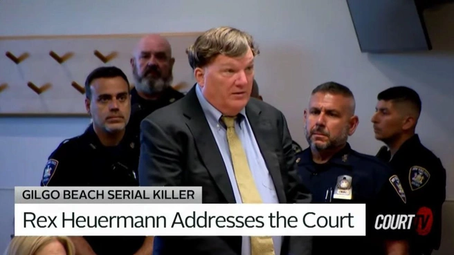 Heuermann стоял, пока судья делал ему выговор в зале суда. | Источник: court tv