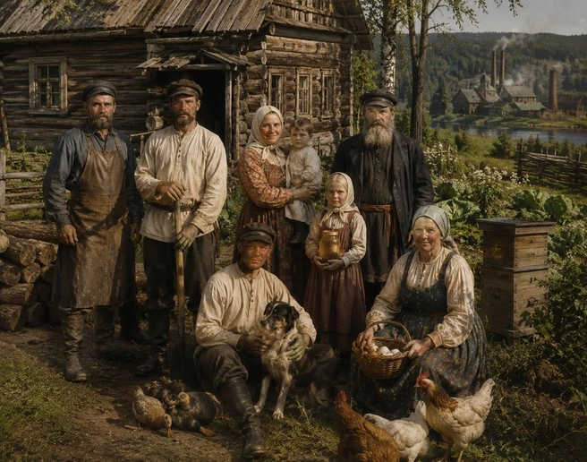 Обычная русская семья образца XIX века | Источник: chatgpt.com