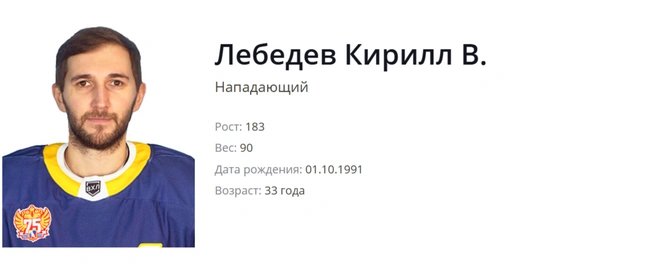 Кириллу Лебедеву было 33 года | Источник: www.vhlru.ru