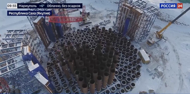 Так выглядит сборка второго коффердама | Источник: Россия 24 / vgtrk.ru