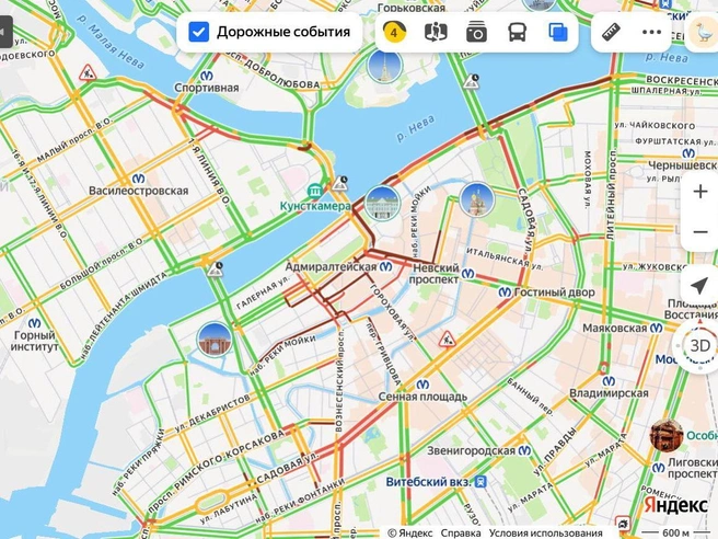 Пробки в Петербурге: 9 км на КАД и бордовый центр | 178.ru