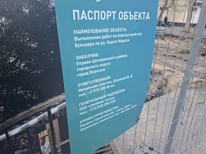 Горожан информируют о сроках выполнения работ и ответственных за их качество | Источник: Алёна Воропаева / Voronezh1.ru