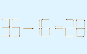 35-16 никак не может быть равно 28: передвиньте 1 спичку, чтобы пример стал верным
