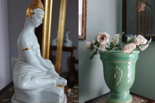 Керамические вазы и статуэтки украшают жилье Васильева
