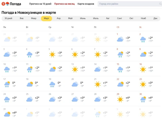 Источник: Yandex.ru/pogod