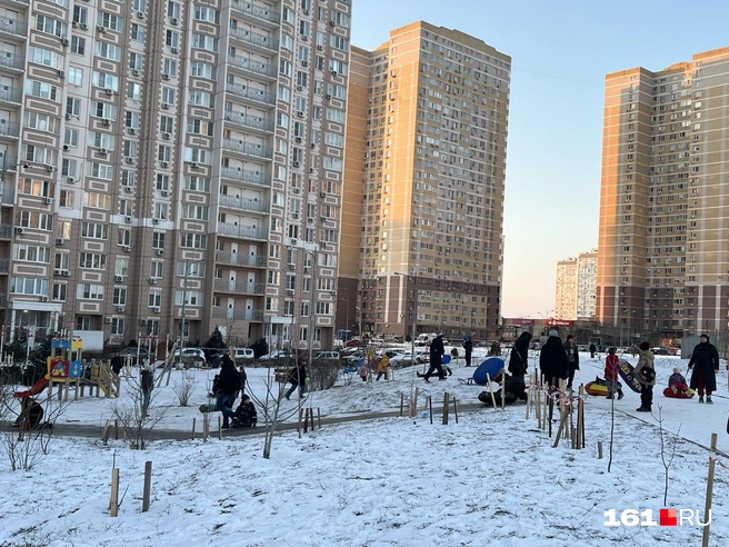 Дети катаются на «ватрушках» в Левенцовке | Источник: Алина Заярная / 161.RU