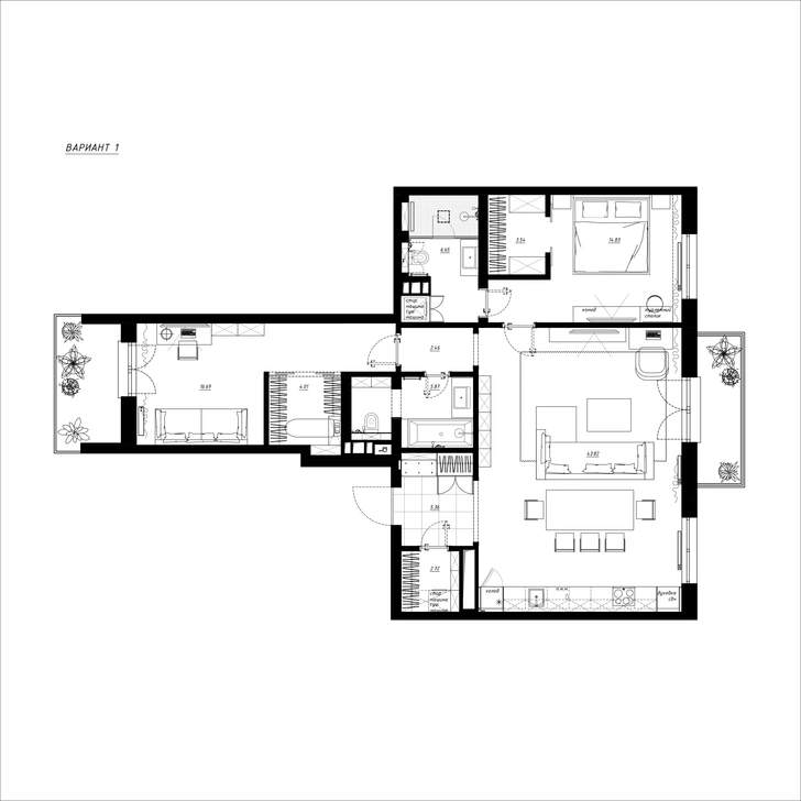 Светлая квартира 105 м² в центре Санкт-Петербурга