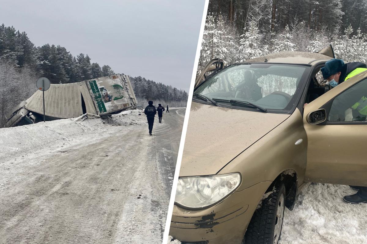 На уральской трассе Fiat попал под фуру, момент смертельного ДТП попал на  видео 17 декабря 2021 - 17 декабря 2021 - Е1.ру