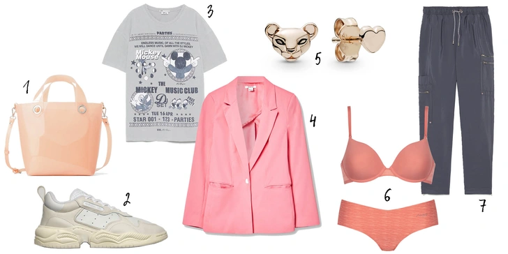 Нечего надеть: 5 летних образов на все случаи жизни | Источник: 1, 3, 7. Zara, 2. adidas, 4. O'stin, 5. Pandora, 6. Sloggi
