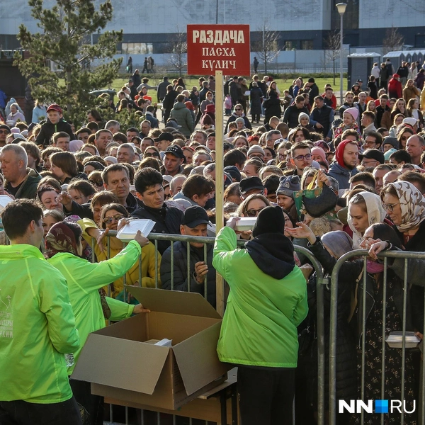 Волонтеры едва успевали отдавать лакомство | Источник: Наталья Бурухина / NN.RU