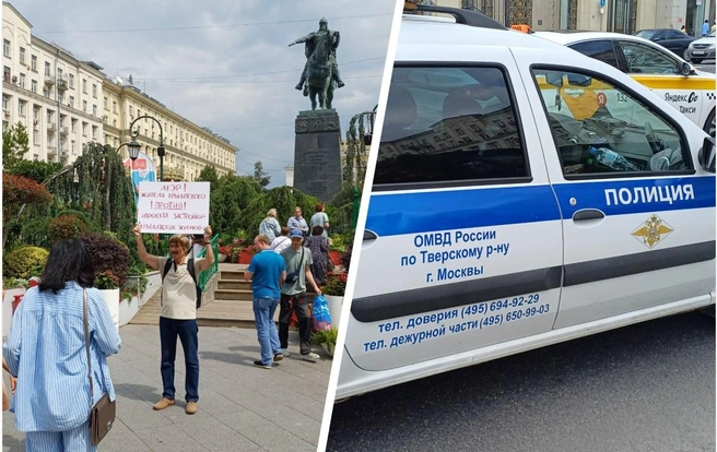К экоактивисту подошли полицейские и отвезли его в отделение | Источник: «Защитим Крылатские холмы» / T.me