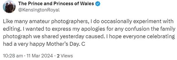 Сообщение принца и принцессы Уэльских