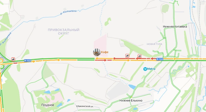 Состояние дорожного движения в районе ДТП | Источник: yandex.ru/maps