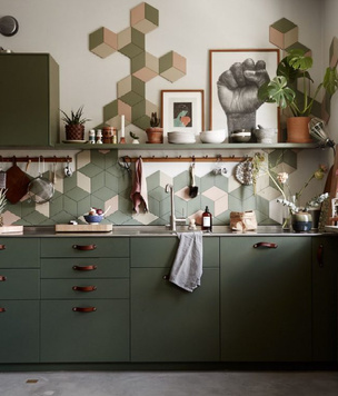 Кухонный фартук с геометрическим рисунком: 40+ примеров