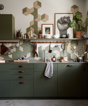 Кухонный фартук с геометрическим рисунком: 35 примеров