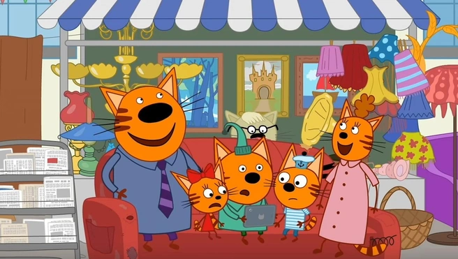 Диван в научном центре бабушки Изольды оказывается машиной времени | Источник: Скриншот трейлера мультфильма «Три кота. Путешествие во времени»