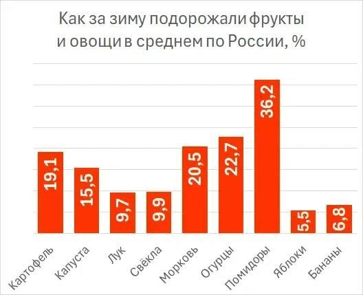 В России по динамике подорожания вырвались вперед помидоры  | Источник: «Денежный бро» / MAX