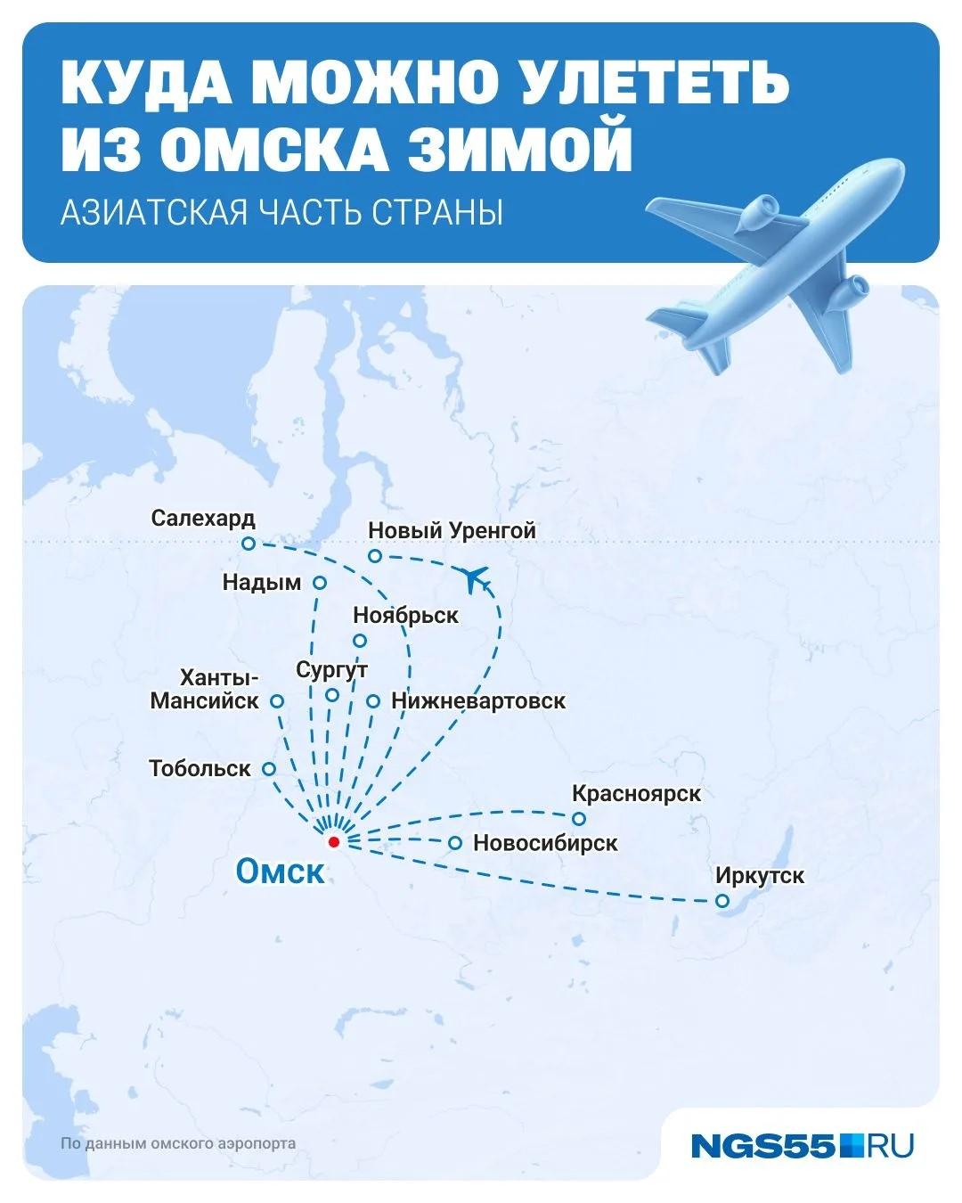 Куда можно улететь из Омска зимой? Показываем в трех картинках
