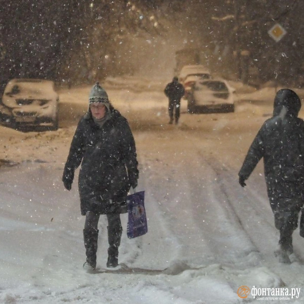«Ну что, доброе утро?» Петербуржцы показали, как преодолевают утреннюю метель | Источник: Михаил Огнев/ «Фонтанка.ру»