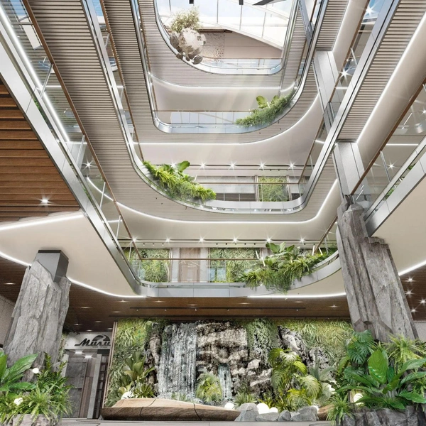 Согласно эскизам проекта, так будет выглядеть холл офисного центра