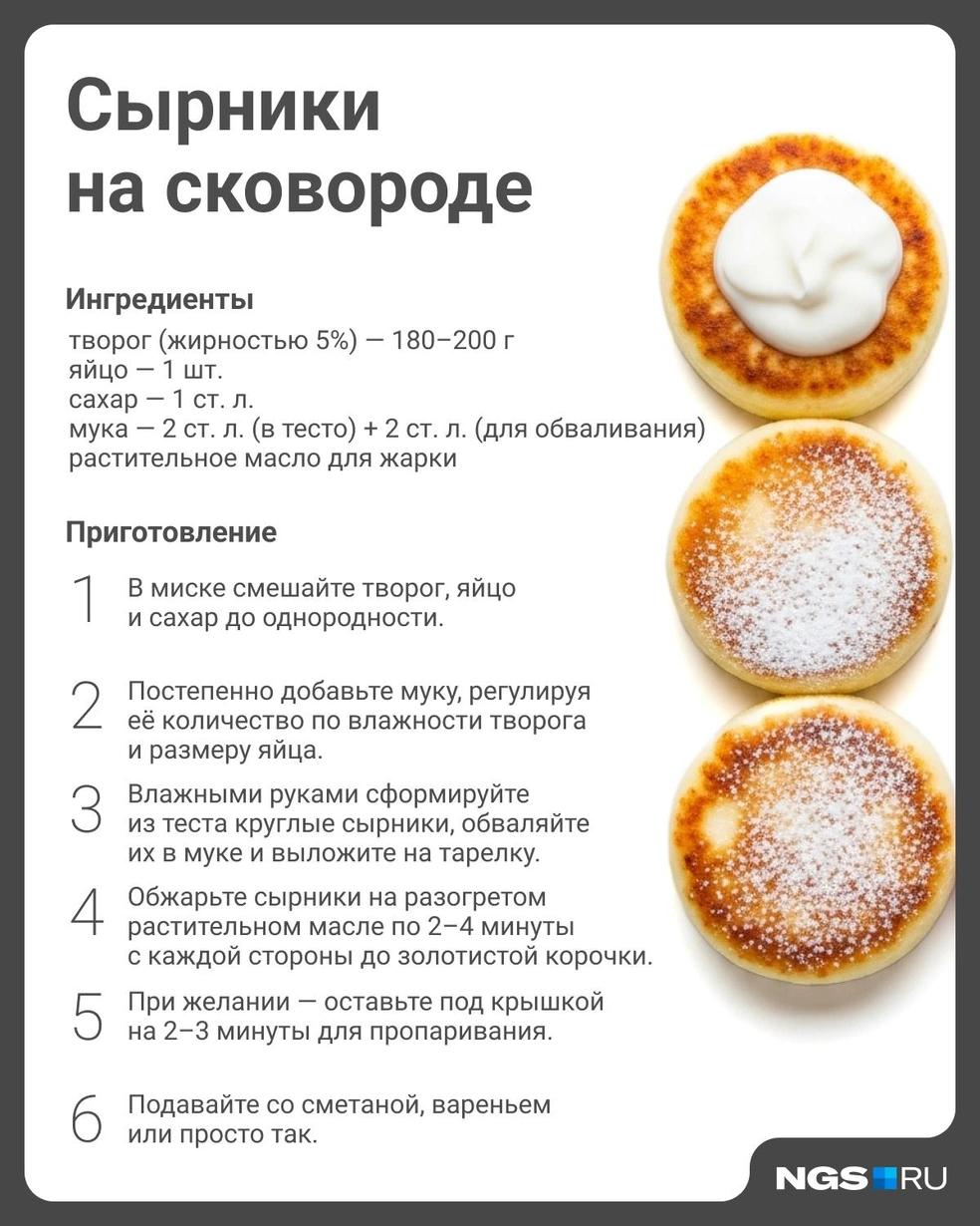 Сырники можно приготовить на сковороде | Источник: Юрий Орлов / Городские медиа