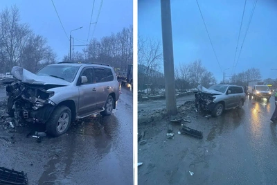 Toyota врезалась в столб на Левобережье, пострадали трое