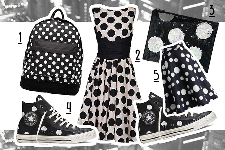 1. Рюкзак, Mi-Pac. 2. Платье, Jolie Moi. 3. Клатч, Asos. 4. Кеды, Converse. 5. Юбка, Chicwish | thegirl.ru