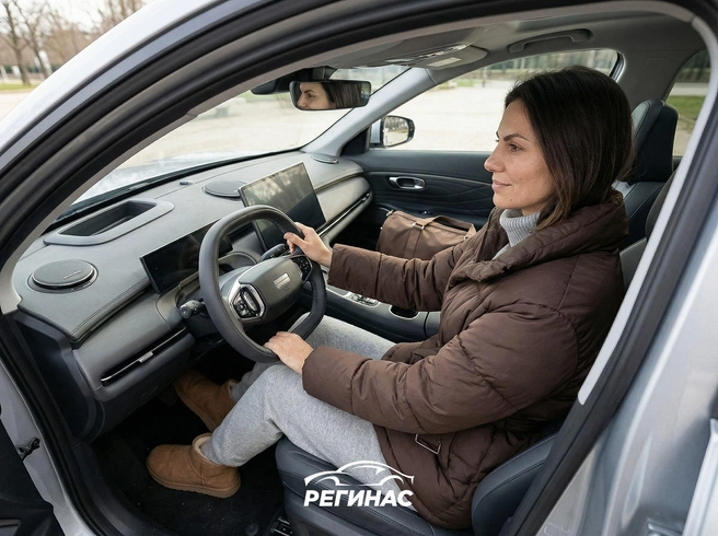 Geely EX5 EM способна проехать до 1300–1500&nbsp;км на одном баке и заряде | Источник: Автоцентр «Регинас»