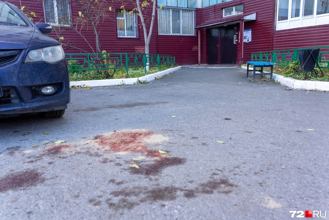 Рядом остались следы крови. Предположительно, она принадлежит убитой | Источник: Илья Чикотин / 72.RU