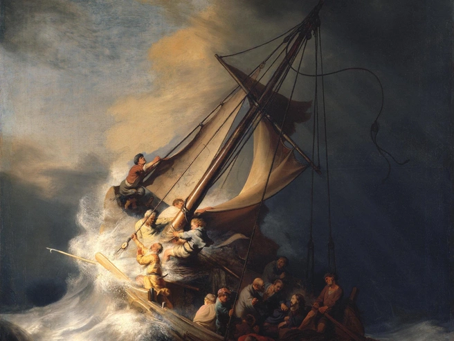 Рембрандт ван Рейн. «Христос во время шторма на море Галилейском», 1633 год. | Источник: Wikimedia Commons