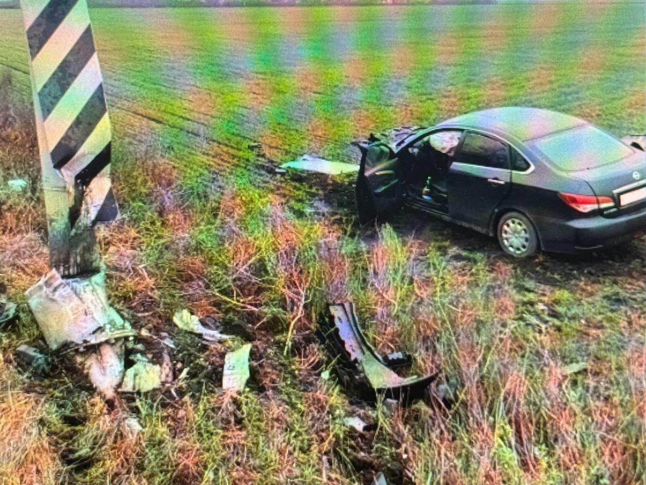 Водитель пострадал в ДТП со столбом в Воронежской области