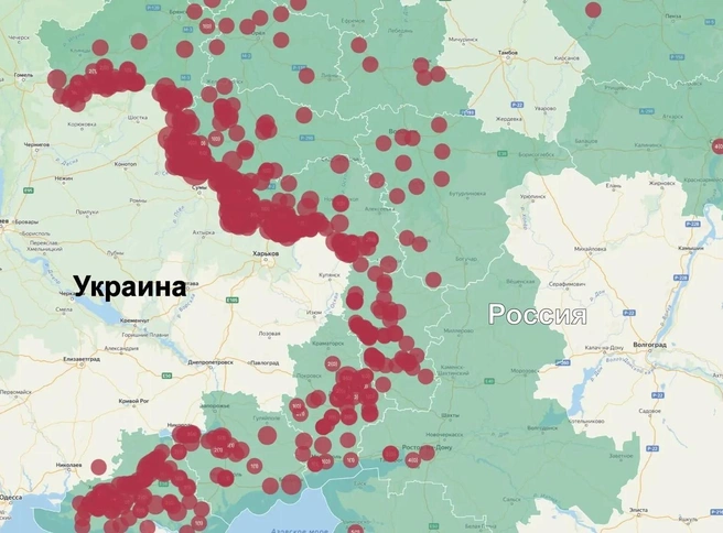 Карта атак ВСУ на Россию за неделю с 6 по 12 июля | Источник: Родион Мирошник / max.ru