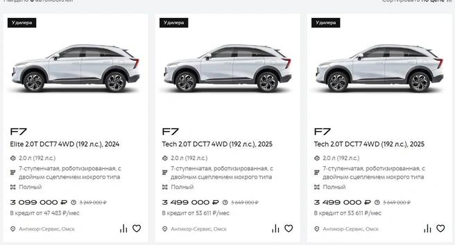 Цены на автомобили Haval выглядят так  | Источник: haval.ru
