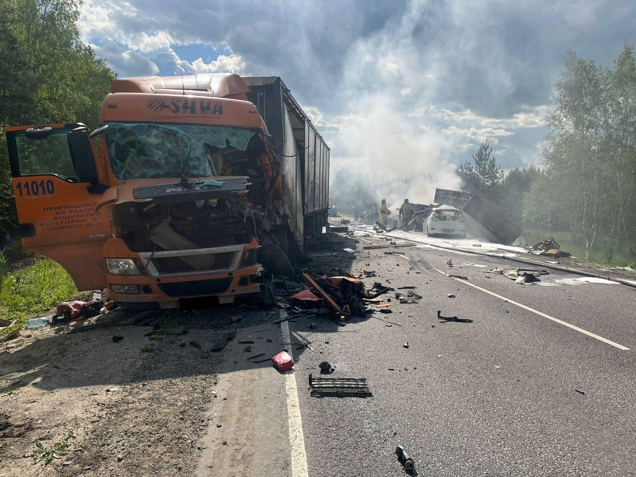В массовом ДТП на трассе в Клепиковском районе погибли два водителя