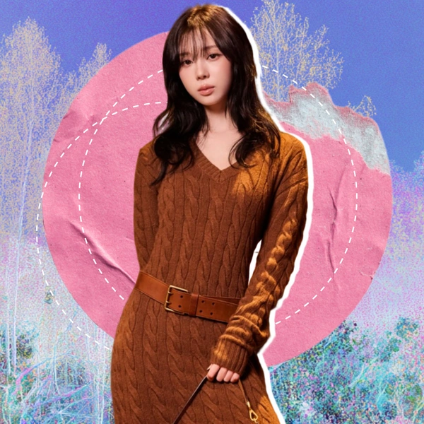 Трикотажное платье с косами как у Винтер из aespa — модное и теплое решение на зиму 2025/26 | Источник: theGirl