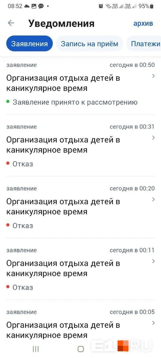 Заявления начали принимать ближе к часу ночи | Источник: читатель E1.RU