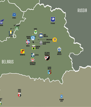 Карта: футбольные клубы Европы и России по их родным городам