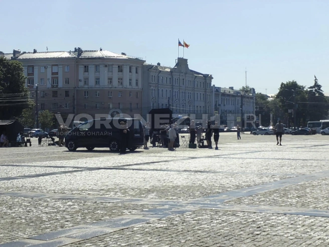 Съемочная группа на площади Ленина | Источник: Андрей Пашинский / Voronezh1.ru