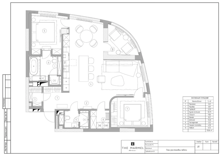 Монохромная квартира 105 м² с элементами бохо в Ижевске